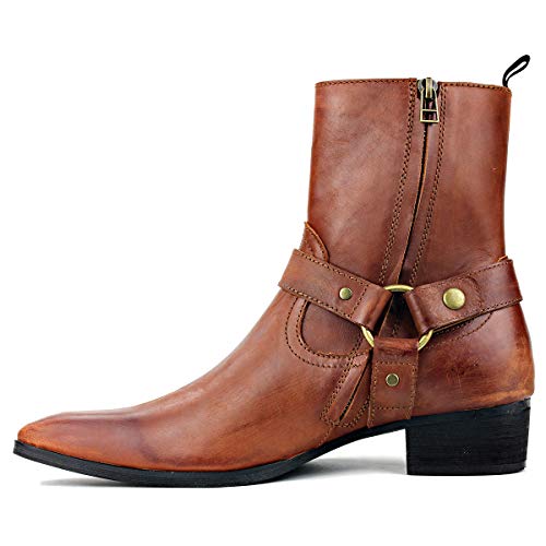 Men's Ankle Chelsea Heel Combat Casual Walking Dress Boots Side Zipper CD-JY018-R2