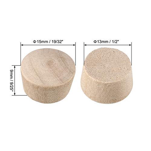 Image of uxcell Wood Button Top Plugs 1 /2 Inch Cherry Hardwood Furniture Plugs 9 /25 Inch Height 50 Pcs