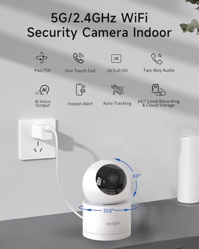 2K Pan/Tilt Security Cameras for Home Security Indoor, AI Voice Change for 2-Way Talk, Motion Detection, 24/7 SD Recordi - Additional View