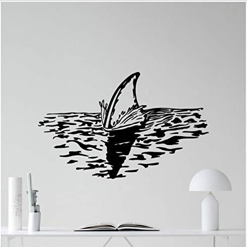 Animal Series Shark Fin Ablove Ocean Water Sea Animal Vinyl Wall Decal Home Living Room Art Decoration Detachable Mural 56X56Cm