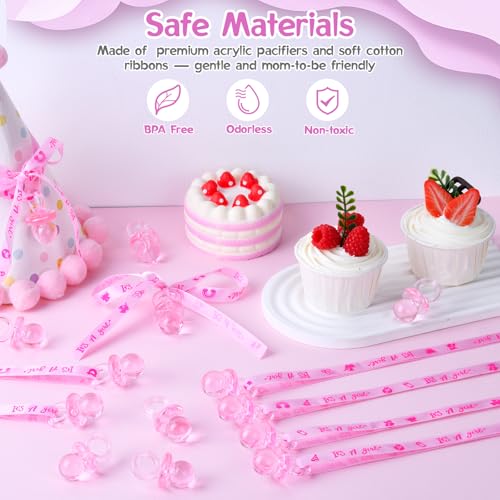 Image of XINHUIDALSQ 100 Baby Shower Pacifiers Necklace, Acrylic Pacifier Necklaces