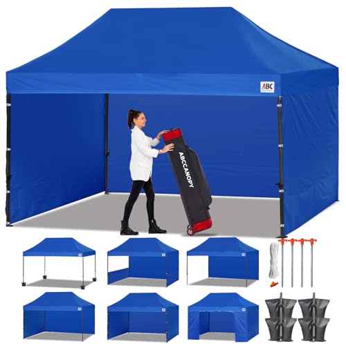 Image of ABCCANOPY Heavy Duty Easy Pop up Canopy Tent with Sidewalls 10x15, Royal Blue