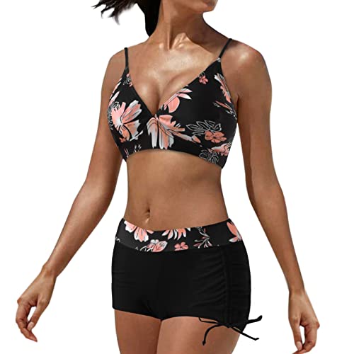 Bikini sexy sans manches à imprimé feuilles végétal et fluide