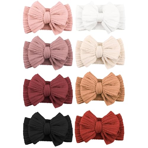 Image of Niceye Handmade Baby Headbands Soft Stretchy Nylon Hair Bands with Bows for Newborn Infant Baby Toddler Girls