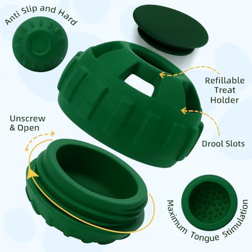 Image of Dog Chew Toys for Aggressive Chewers Large Medium Breeds, Puzzle Toys Interactive Treat Dispensing Slow Feeder Indestructible Durable Safe Rubber Teeth Clean Toys (Green Small)