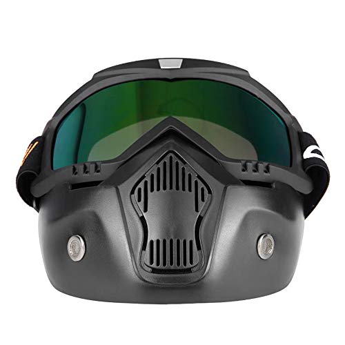 KKmoon Mortorcycle máscara destacável óculos e filtro de boca para capacete aberto de rosto motocros