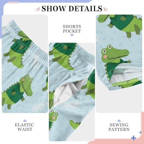 ZZXXB Crocodile with Polka Dot Boys Long Pants Soft Trousers Elastic Waist Kids Lounge Bottoms with Pockets S-XL4