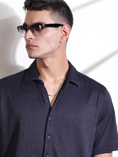 Image of Thomas Scott Men Polyester Blend Solid Oversized Fit Shirt