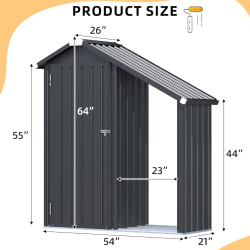Image of AECOJOY Outdoor Storage Cabinet Waterproof with Shelves and Firewood Rack