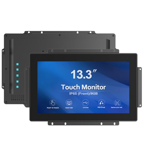 Image of 13.3 Inch 1000 Nits High Brightness 10 Points Open Frame Touch Display, Industrial PCAP Touchscreen Monitor, VGA+HDMI+DVI Port - 16:9-1920 x1080