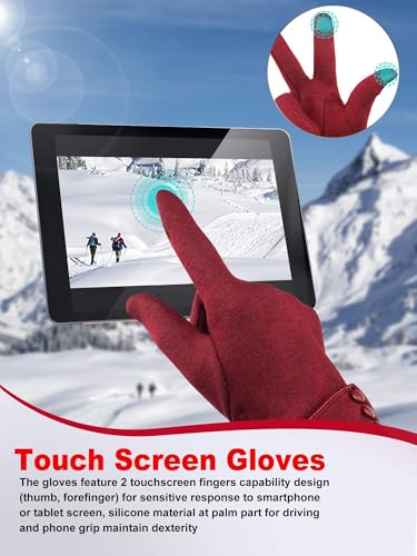 Image of Patelai 3 Pairs Womens Gloves Winter Touchscreen Texting Phone Windproof Gloves Warm Fleece Lined Cold Weather