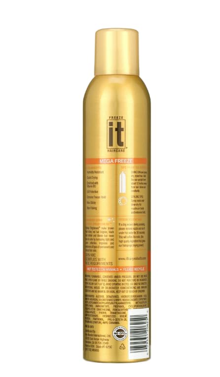F'reeze IT Mega Freeze Hair Spray, Extreme Hold, 10 oz Each, 2 Pack – Long-Lasting Maximum Hold Hairspray for All Hair Types, Humidity Resistant, Fast-Drying Formula - Image 3