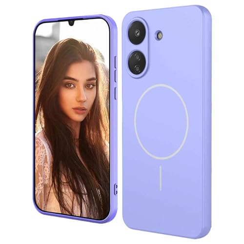 HAOYE Custodia Magnetica per OPPO Find X2 Lite Compatibile con MagSafe, Cover in Silicone Liquido con Rivestimento in Microfibra, Bumper Protettivo - Viola