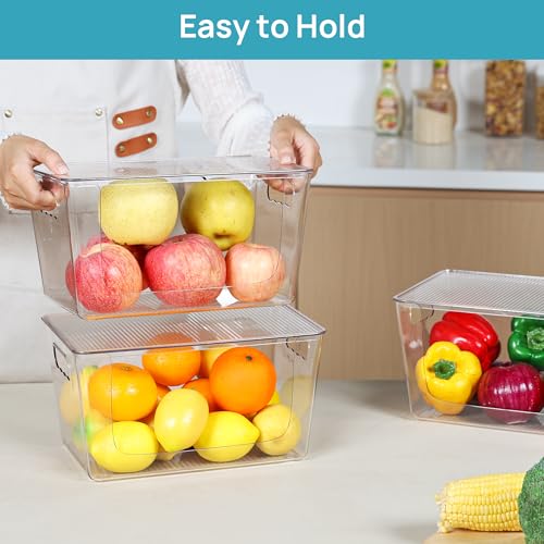 image for Vtopmart 6 Pack Clear Open Front Storage Bins with Lids, Large Stackab