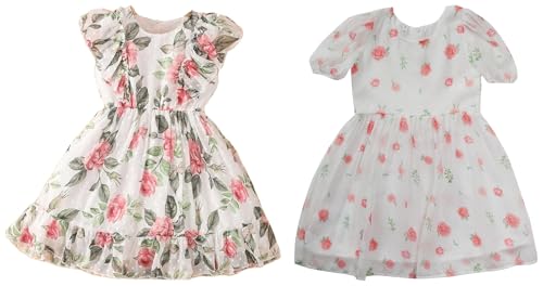 Image of TAGAS Baby-Girl's Georgette A-Line Knee-Length Dress (KD-200 White 2 Years-3 Yrears) Baby-Girl's Georgette A-Line Knee-Length Dress (KD-1011-WHITE-2 Multicolor 2 Years-3 Yrears)