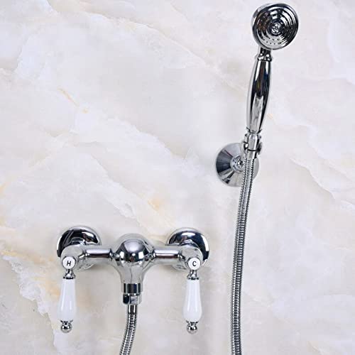 Robinet mitigeur double poignées Mna283 en laiton chromé pour douche