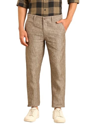 Image of Linen Club Men's Pure Linen Contemporary Fit Casual Trousers