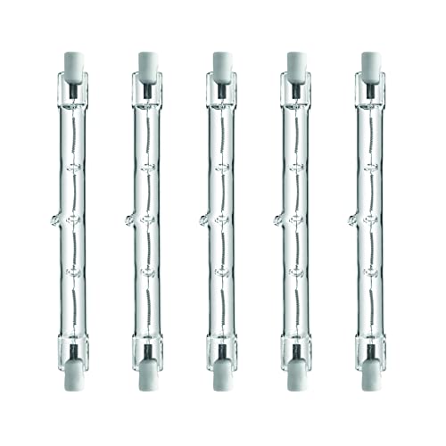 WATTERIE: Pack de 5 bombillas halógenas R7s, 118 mm, 120 W, luz blanca cálida, 2700 K, intensidad regulable, 220-240 V, 2250 lúmenes, halógenas, bombilla halógena R7s, barra halógena de 118 mm