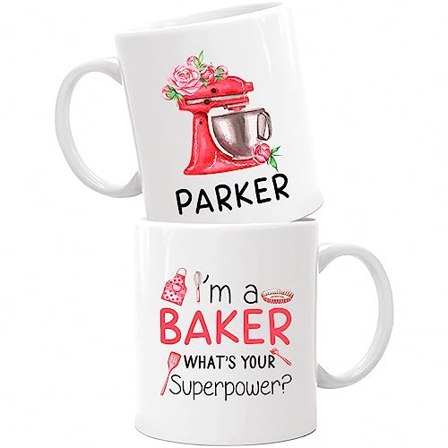 Taza con nombre en inglés 'I'm A Baker', taza con nombre personalizado para los amantes de la repostería, tazas de cerámica para hornear, taza de café con nombre de panadero, taza de pastelería, taza
