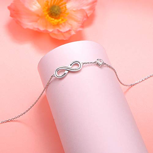 Flyow 925 Sterling Silver Infinity Anklet Endless Love Symbol Charm With Arrow Best Gifts Beach Casual Bracelet Jewelry Adjustable Foot Ankle For Women Girls #TOP3