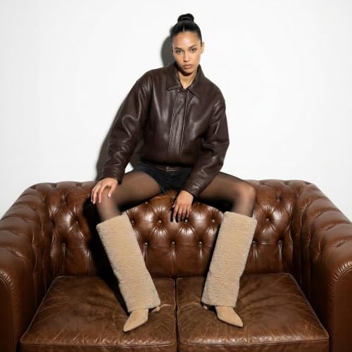 Image of Knee High Boots Women Fold Over Boots Chunky Heel Pointed Toe Tall Boots | Fashion Slouchy Boots,Side Zipper Shark Boots,Fall Spring Winter Fashion Dress Tall Boots,Evening Bridal office Long Boots