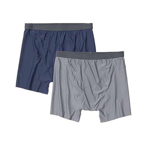 ExOfficio Men's Give-N-Go 2.0 Boxer Brief 6' - Cool and Breathable Underwear for Active Men - Pack of 2, Navy/Steel Onyx, Medium