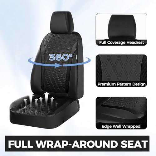 Image of FLORICH Seat Covers Full Set, Leather Seat Covers for Cars, Waterproof Car Seat Protector Breathable, Front and Rear Seat Covers for Cars, Automotive Seat Covers Universal Fit for Most Car SUV Truck