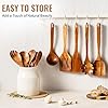 Terlulu 10 Pcs Wooden Spoons for Cooking, Natural Teak Wooden Kitchen Utensils Set, Durable Cooking Utensils Set with Comfort Grip for Cookware, Smooth Finish&NonStick& Heat Resistant Wooden Spatula #5
