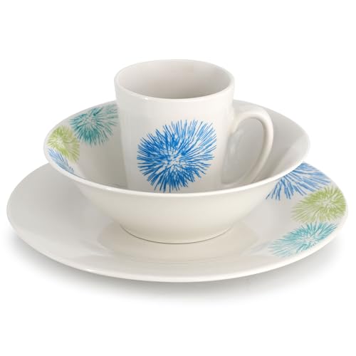 image for Gibson Home Blue Meadow 12 Piece Fine Ceramic Dinnerware Set in White 