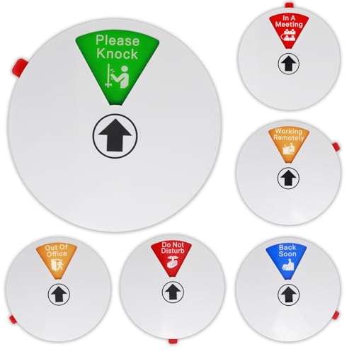 Office Privacy Door Sign with Rotating Status Indicator - 6 Inch Magnetic & Adhesive ABS Sign for Office/Home, 6 Modes (Do Not Disturb/Meeting/Remote Work) (Silver)