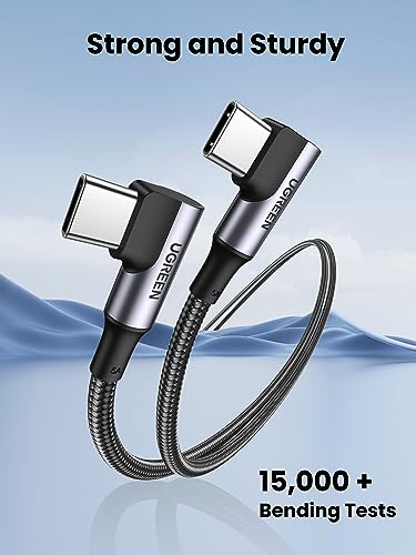 Image of UGREEN 100W USB C to USB C Charger Cable 90 Degree, PD Fast Charging Cord for iPhone 17 Pro Max /16, MacBook Pro, iPad 2024, Huawei Matebook, Chromebook, Pixel, Galaxy S25 S24, Switch, 1M