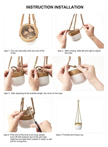 Dahey 3 Pack Small Cement Hanging Planter Succulent Pots With Jute Rope Hanger Modern Mini Concrete Flower Pots Indoor For Cactus Herb Or Small Plants Home Decor, 4 Inch #TOP4