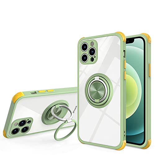 Coque silicone transparent avec double anneau vert pour iPhone 12 Pro Max