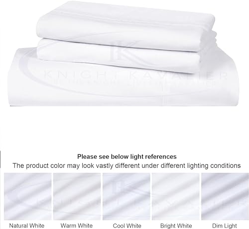 Image of Queen Bedsheet 100% Egyptian Cotton - 400 Thread Count Sheet Set - Includes 1 Flat Sheet & 2 Pillowcases - Durable, Breathable, Luxury Feel, Hotel Style - White Solid