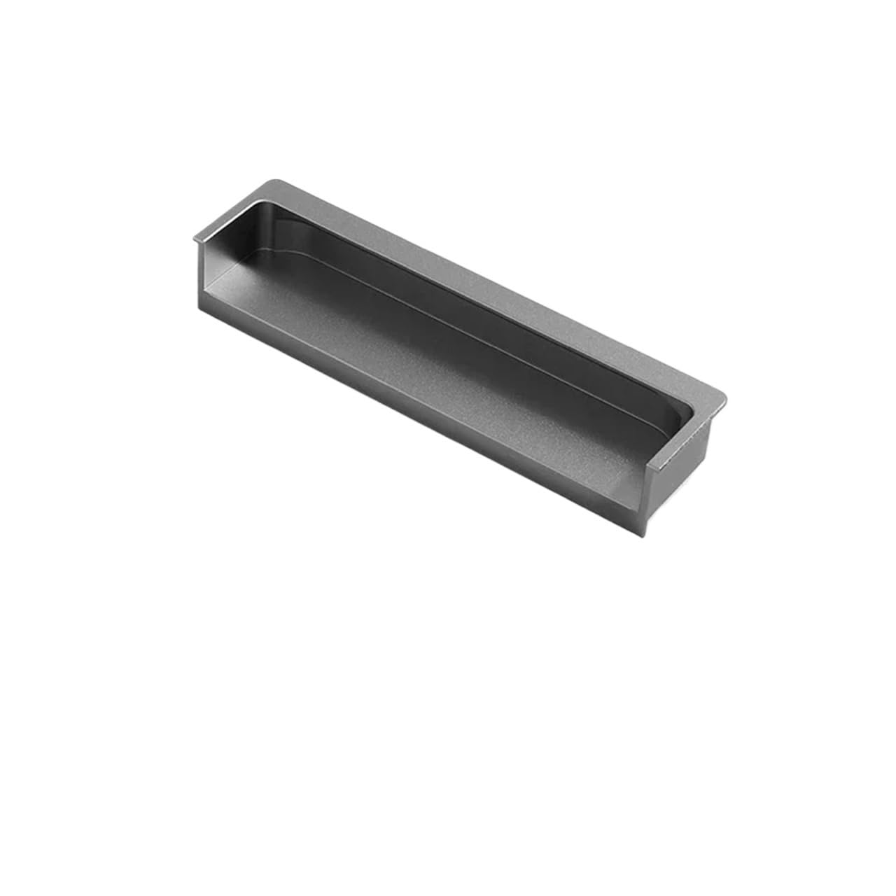 ATEUXOL Recessed Door Handles Drawer Door Cabinet Handle Skin Texture Slotted Embedded Same Color Dark Button(Gentleman Grey 120mm)
