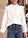 blibean Girl Fall Blouse Ruffle Long Sleeve Tops Tween Kid Solid Tee Shirt Casual Semi Formal Western Outfit Spring Fashion Party Clothes Size 12 14 Year Old White