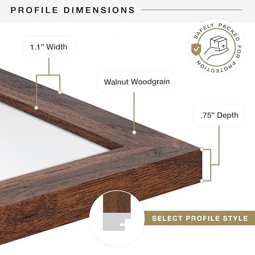 MCS Studio Gallery 24x36 Poster Frame Walnut Woodgrain, Vertical & Horizontal Wall Hanging Large Picture Frame for Photos, Posters & Art Prints (1-Pack)