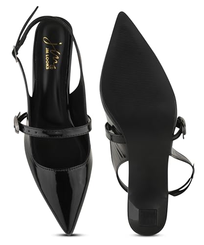 Image of JM LOOKS Women Pointed Toe Slingback Kitten Heels Fashion Buckle Strap Elegant Dress Pumps Shoes