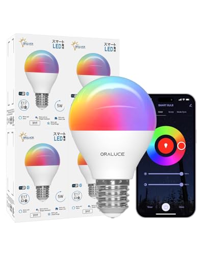 ORALUCE スマート LED電球 E17口金 40W相当 調光調色 スマートライト マルチカラー 1600万色RGB 昼白色〜電球色 Alexa/Google Home対応 ハブ不要 遠隔操作 取扱説明書付 4個入 LDA5F-E17/4P