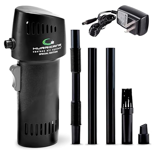 O2 Industrial Hurricane Compressed Air Duster - Powerful Cordless Compressed Air Cleaner, Rechargeable Mini Dust Fan Electric Blower for Computer, Keyboard, Electronics, Car Detailing, Home Cleaning