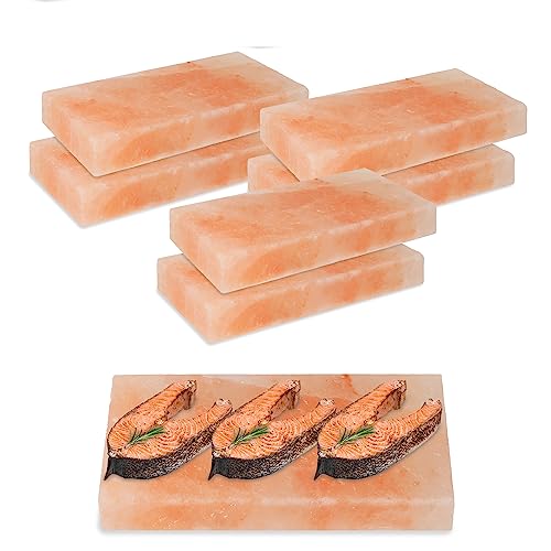 Joparri 6 piedras de sal para barbacoa, 20 x 10 x 2,5 cm, para barbacoa, sal de cristal original de las montañas