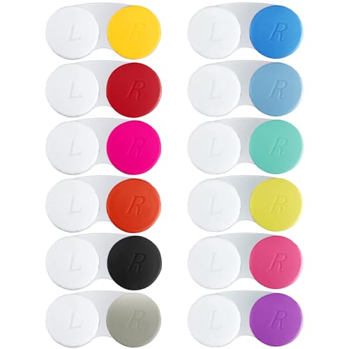 QVVQ Estojo Para Lentes De Contato Com 12 Peças, Caixa Colorida Suporte Olhos Esquerdo/Direito, Kit Armazenamento Mini Imersão Ao Ar Livre Viagens E Casa.