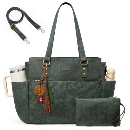 Image of LOVEVOOK Laptop Tote Bag for Women, Vintage Work Teacher Bag with Clutch
