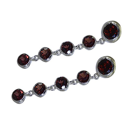 Boucles d'oreilles grenat véritable argent 925 cadeau de naissance