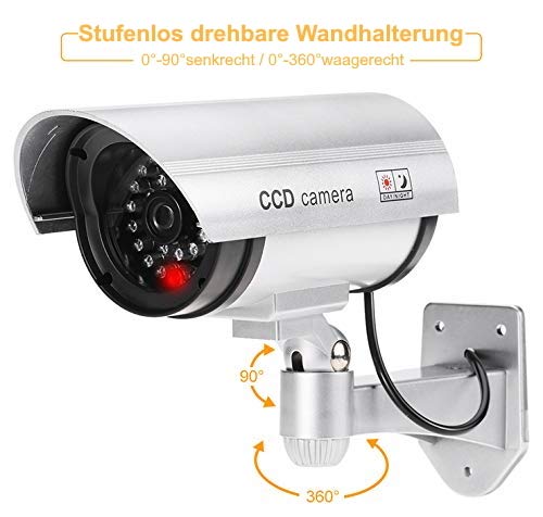 2X professionelle Überwachungskameras Dummy Outdoor Kameras Dummy Kamera Attrappe mit Objektiv und Blinkled Videoüberwachung Warensicherung – Bild 4