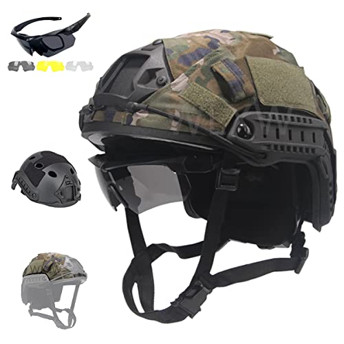Casque tactique rapide avec lunettes airsoft et modèle PVS15 pour paintball CS