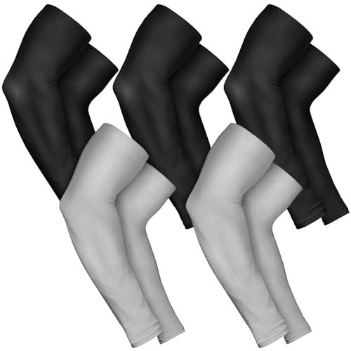 AURUZA 5 Pairs Arm Sleeves for Men Women, UV Sun Protection Compression Tattoo Sleeve Cover Up for Basketball Volleyball