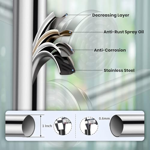 Image of JD FRESH 85 cm to 140 Cm Stainless Steel Extendable Curtain Rod Holder Without Drill /Shower Curtain /Window Curtain Rod For Home /Anti-Skid Spring Pull Rod - Silver(1 Piece)