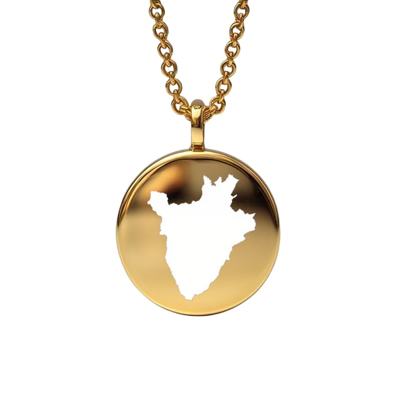 Pendentif carte du Burundi en argent, le médaillon gravé Aventure idéal à offrir