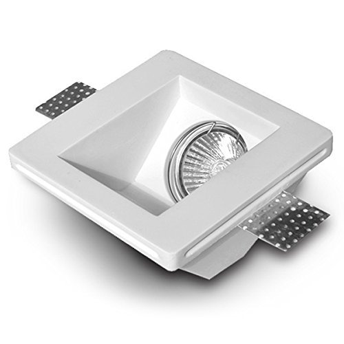 Aplique de yeso cuadrado inclinado 45u00ba para encastrar en el techo, agujero 120mm, para bombillas GU10 y MR16, cód. 1428